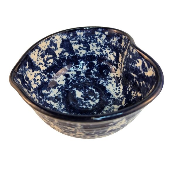 Set Of 3 Ceramic Blue & White Bowls & Cup With Floral & Stripe Designs - Picture 8 of 14